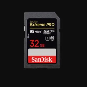 SanDisk Extreme Pro SDHC, SDXXG 32GB, U3, C10, V30, UHS-I, 95MB/s R, 90MB/s W, 4x6, Lifetime Limited