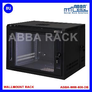 PREMIUM SERIES WALLMOUNT RACK 19 INCH 8U DEPTH 600MM - DOUBLE DOOR - BLACK