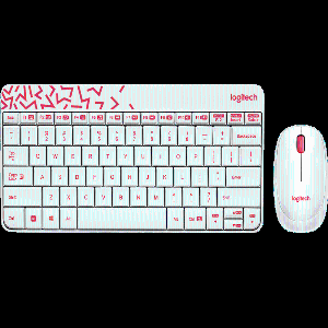 Logitech MK 240 Nano Wireless Combo - White / Vivid Red